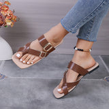 Square Toe Toe Covering Comfortable Flat Slippers