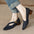 Square Toe Chunky Heel Hollow-out Low-Cut Shoes