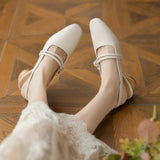Pearl Chunky Heel Back Open Shoes