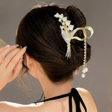 Lily Ear of Rice Rhinestone Metal Pearl Tassel Hairpin Hair Accessories