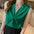 Elegant Pleated Cross V-neck Sleeveless Satin Shirt