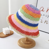 Rainbow Hand-Woven Sun-Shade Fisherman Hat