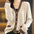 Gentle Contrast Color Button Long Sleeve Cardigan