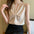 Elegant Pleated Cross V-neck Sleeveless Satin Shirt