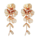 Flower Cutout Fishtail Pattern Heavy Metal Tassel Earrings