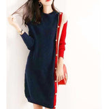 Korean style loose mid-length temperament color matching knitted skirt