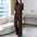 Women's Elegant Solid Color Patchwork Top Wide Leg Pants Suit