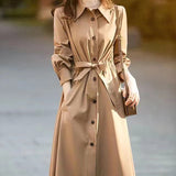 Women's Fashion Lace-up Trench Coat Mid-Length Coat