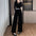 Fashion Temperament Women's Rhinestone Gold Velvet Belt One-Piece Trousers