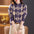 Fashion Diamond Plaid Printed Zipped Stand Collar Knitted Cardigan Sweater Coat