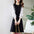 Elegant Graceful Lace Striped Stitching Long Sleeve Dress