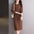 Women's Casual Hooded Mid-Length Knitted Dress Sweater