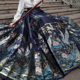 One-Piece Pleated Puffy Printing Horse-Face Skirt