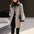 Women's Elegant Contrast Color Lapels Button Reversible Woolen Coat