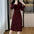 Women's Elegant Printed Button Pleated Lapel Dress