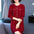 Women's Fashion Rhinestone Printed Mid-Length Knitted Sweater