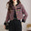 Fashionable Temperament Plaid Stitching Short Coat