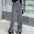 Fashion Lady Stitching Wide-Leg Pants Trousers Suit Pants