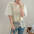 Lace Stitching Mesh Puff Sleeve T-shirt