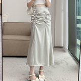 Drawstring Split Mid-Length Fishtail Skirt