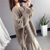 Loose Solid Color Buckle Knit Coat