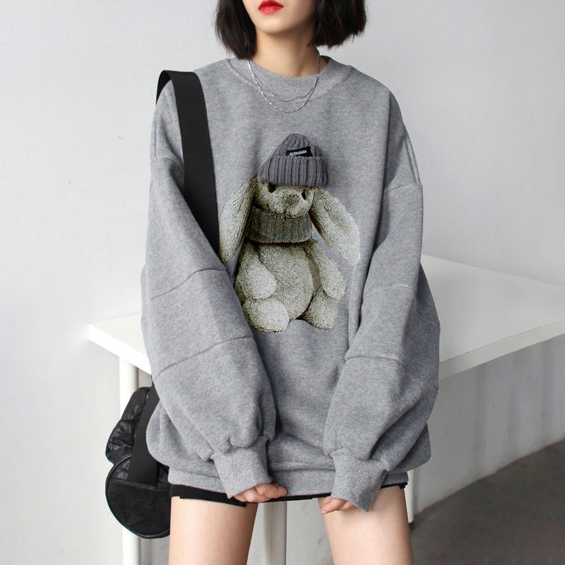 Fashion Bear Loose Fleece Sweatshirt