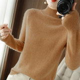 Solid Color Mock Neck Knitted Sweater