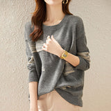 Casual Cotton-Blend Shift Long Sleeve Sweater
