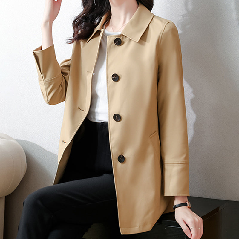 Mid Length Buckle Solid Color Coat