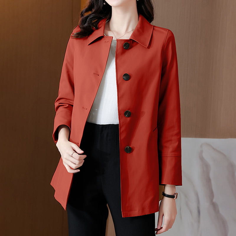 Mid Length Buckle Solid Color Coat