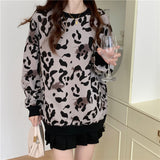 Leopard Printed Fashion Pullover Sweatshirt