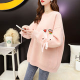 Sweet lazy embroidery love loose sweater
