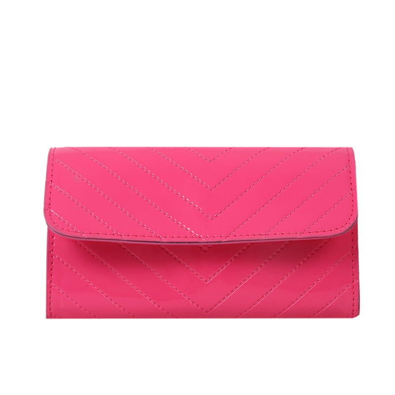 Solid Color Simple Patent Leather Large Capacity Square Clutch