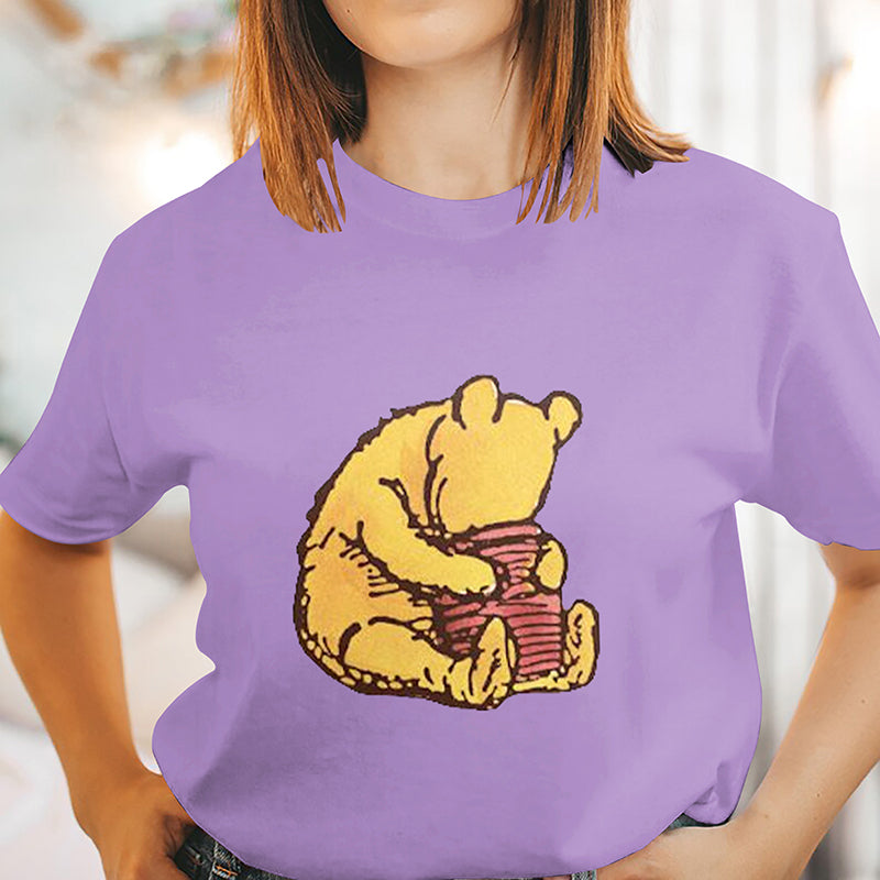 Bear Cartoon Printed Women's T-Shirt