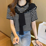 Fake 2-Piece Striped Short Sleeve T-Shirt