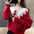 Cute Western Lace Doll Collar Lantern Sleeve Knit Sweater