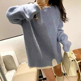 Casual all-match fake two-piece contrast sweater