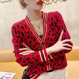 Leopard-Print Knitted Cardigan With Sweater Jacket