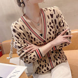 Leopard-Print Knitted Cardigan With Sweater Jacket