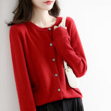 Round Neck Front Buttoned Knitted Top