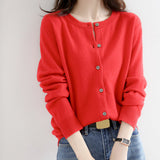 Round Neck Front Buttoned Knitted Top