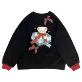 Bear Gift Box Print Bow Sweatshirt