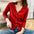 Solid Color V-Neck Buttoned Knitted Top