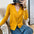 Solid Color V-Neck Buttoned Knitted Top