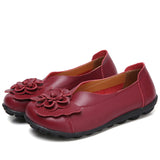 Two-Layer Cowhide Flower Flat Shoes