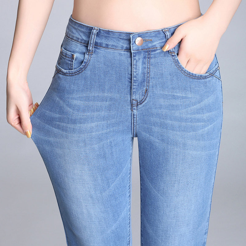 High Waist Stretch Cropped Jeans
