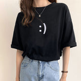 Embroidered Round Neck Loose T-Shirt
