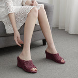 Hollow High Heel Jelly Slippers