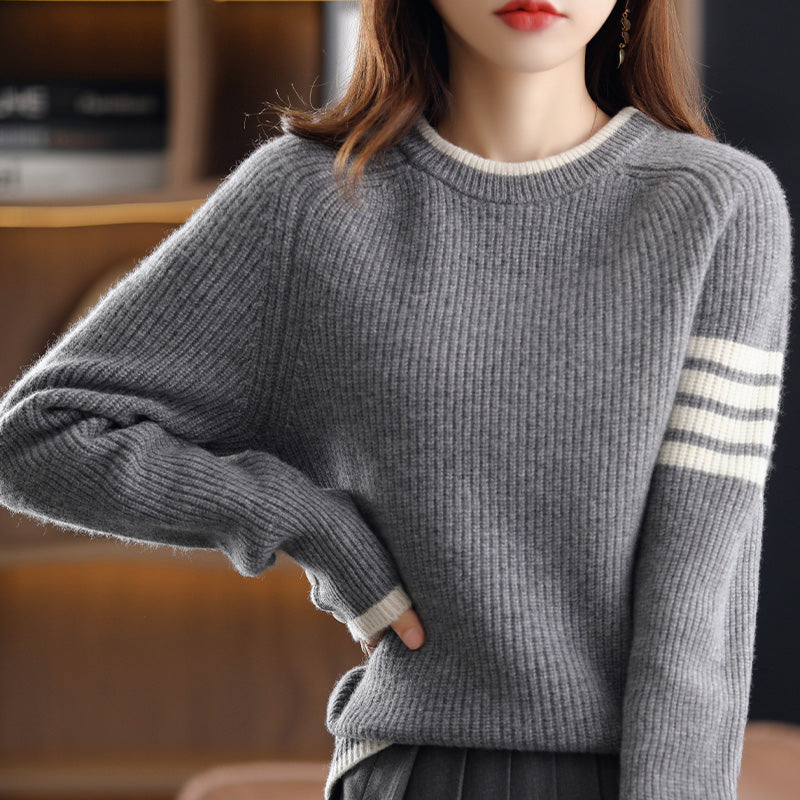 Thermal Striped Rib Knit Sweater