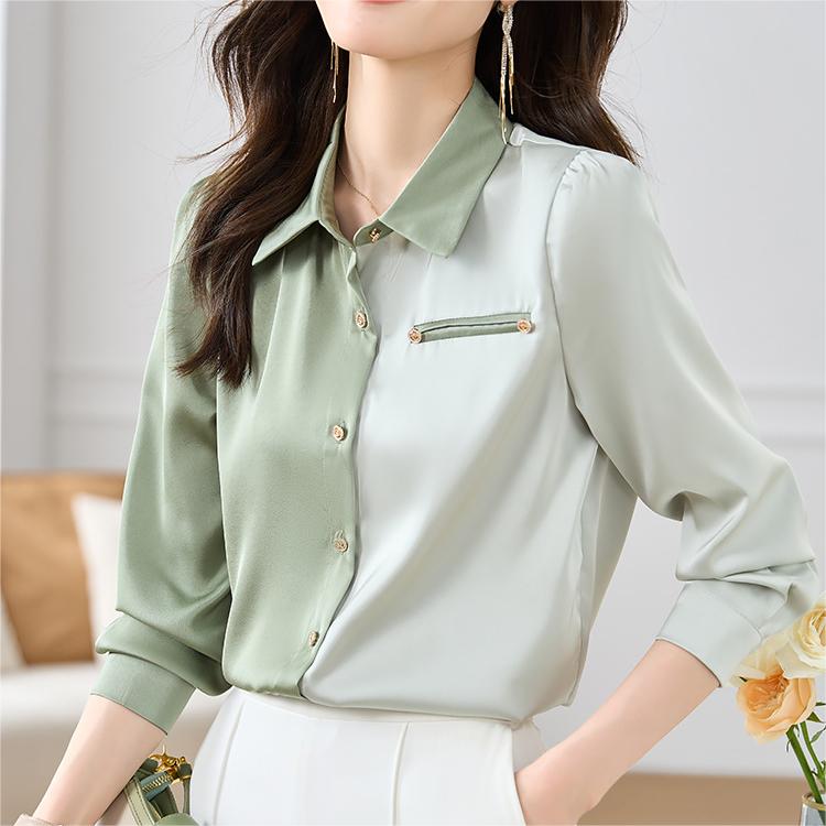 Elegant Contrast-Color Chiffon Shirt